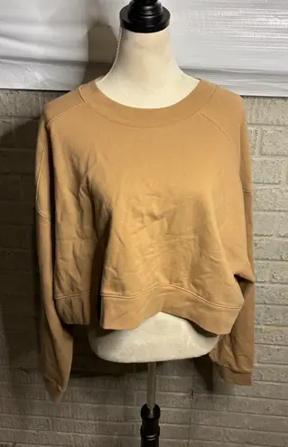 Nuuds Tan Cropped Sweatshirt Pullover Long Sleeve Casual Top Women's XL