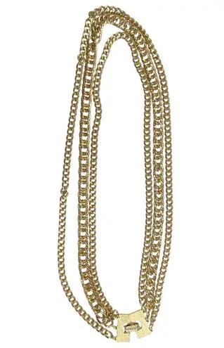 Chunky Gold Tone Curb Cuban Multi Chain Link Layered Necklace