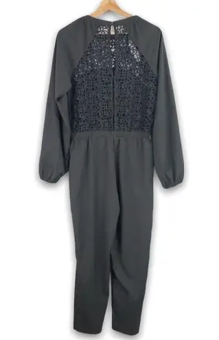 Blush Noir - Black Crochet Back Jumpsuit - Medium