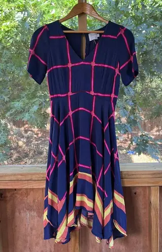 HD in Paris Anthropologie Striped Pane Midi Dress Blue Size 0P