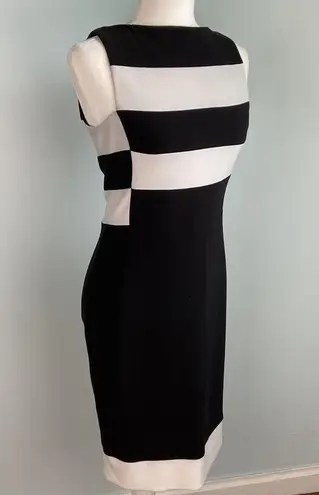 Joseph Ribkoff Sheath Dress Black White Dress Geometric High Neck Sz 4