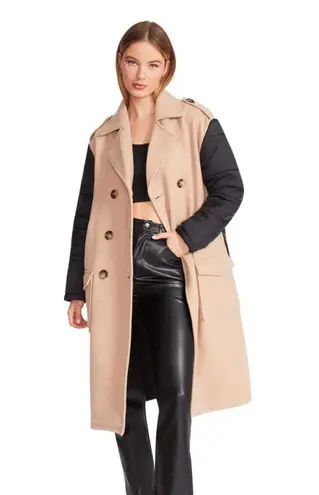 Steve Madden savannah coat camel fabric womens small new with tags winter coat