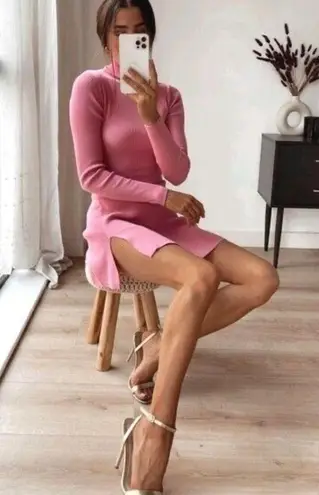 ZARA  Knit Mini Dress Skater Pink