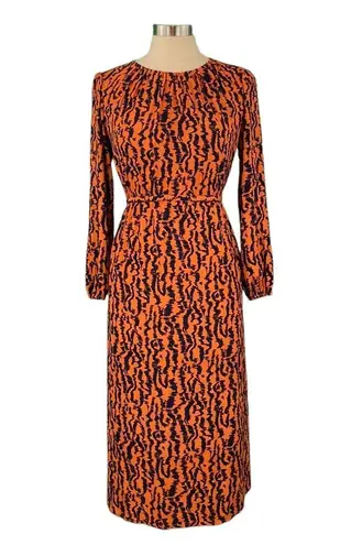 Elizabeth and James Orange Animal Print Flowy Midi Dress