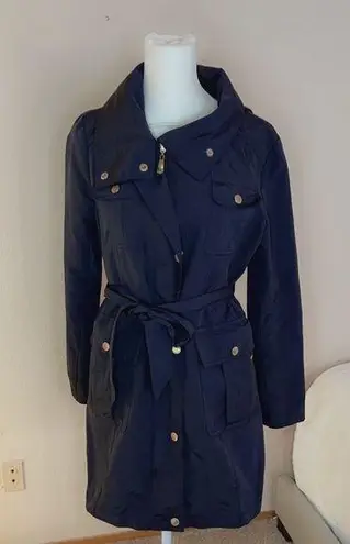Ellen Tracy Lined and Belted black Over Coat/Trench