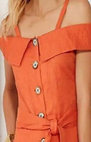 Soft Surroundings Jumpsuit Women Large Coral Linen Raissa Crop Wide Leg Flawed