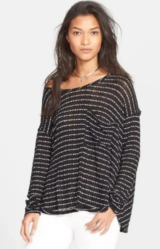 Free People  Angel Island Stripe Hacci Slouchy Sweater Twist Back Top Small thumbnail 1