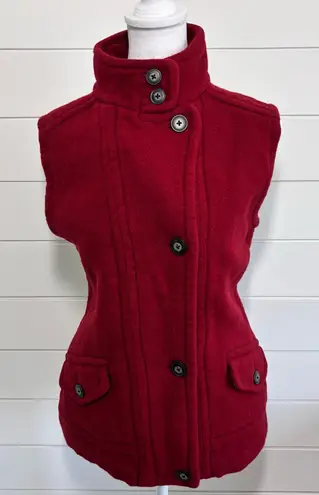 Woolrich Womens Cranberry Red Wool Vest Button Sleeveless Wool Size S