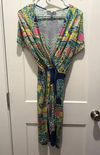 Mara Hoffman Printed Faux Wrap Dress Size XS Coverup Bright Colors