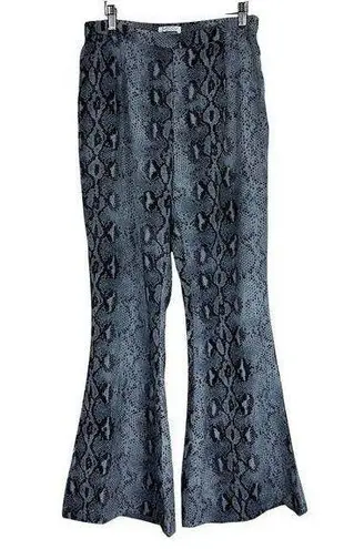 Missy Empire Pants Womens 14 Gray Snake Print Flare High Rise Maximalist Y2K