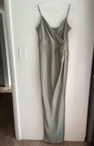 BHLDN Freya Satin Charmeuse Dress Sage Green Women’s Size 6 Formal Bridesmaid