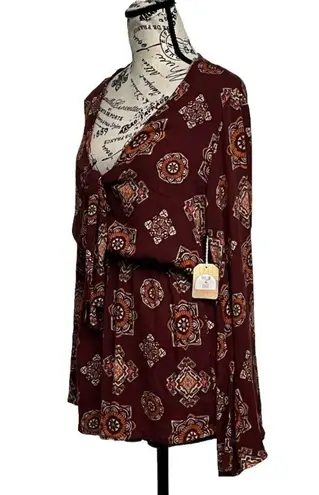 Taylor & Sage Paisley Romper Tie Front Boho Hippie Festival Medallion S