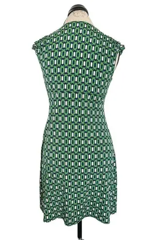 Kiara Womens Dress Size Small Short Sleeve Green Geometric Knot Mini Stretch
