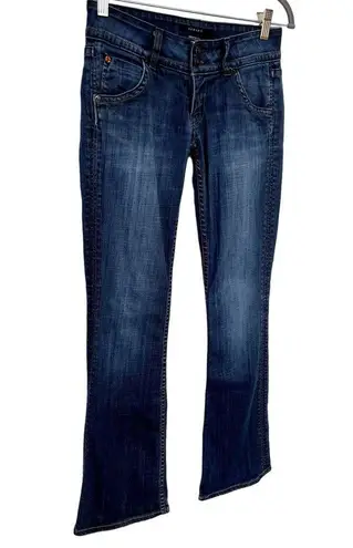 Hudson Jeans Hudson Low Rise Flare Denim Blue Jeans Women Size 26 Double Button Fly Dark Wash