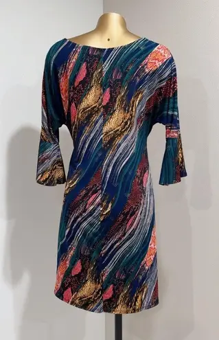 Robbie Bee Signature by Navy Printed Tie Waist Stretch Faux Wrap Dress Size PM