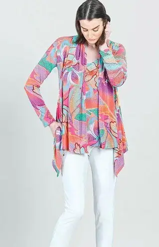 Clara Sun Woo Draped Tunic Mosaic Petal Coral/Multi Cardigan Pink