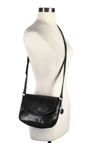 Svala The Tashi Crossbody in Black Embossed Faux Snakeskin