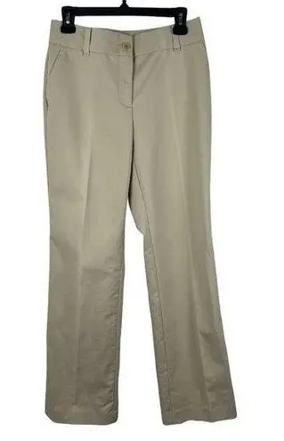 Talbots  Heritage British Khaki Trouser Pants Womens Size 4 Tan Flat Front Pocket