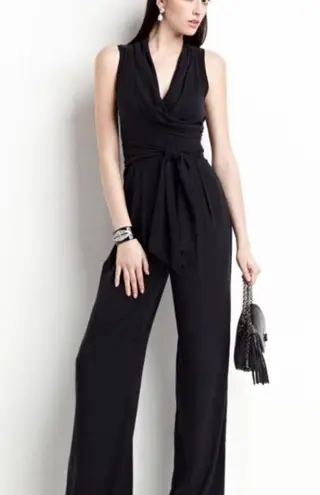 Catherine Malandrino Black Silk Jumpsuit Sleeveless Wide Leg Marion Size 2 Work