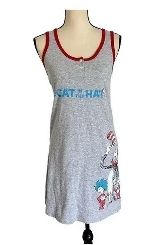 Vintage 90s The Cat In The Hat Dr Seuss Universal Studios Grey Dress Size S Gray