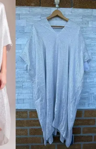 Marie France Van Damme White Bright Boubou silver caftan dress one size Size XL
