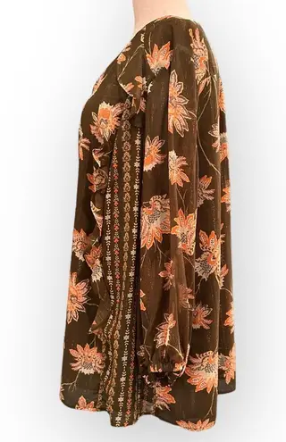 Chiffon Blouson Sleeve Ruffle Top Green Size 1X