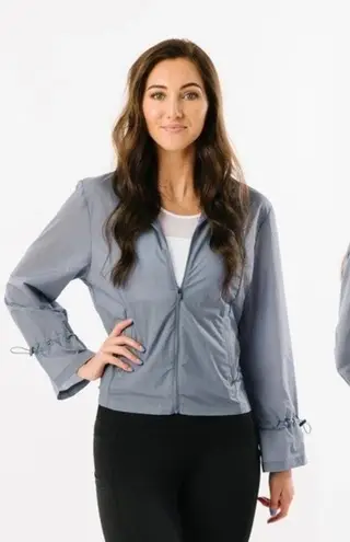 Zyia NWT  Active Drawstrings Lightweight Windbreaker Blue Gray Women’s Large New