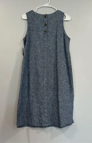 Sonoma  Blue Linen Cotton Blend Sleeveless Dress Medium M