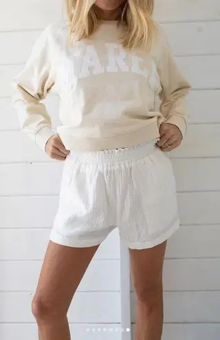 MAREA by Liz Joy NEW Oyster Cropped Pullover Sweater Medium Fisherman Summer