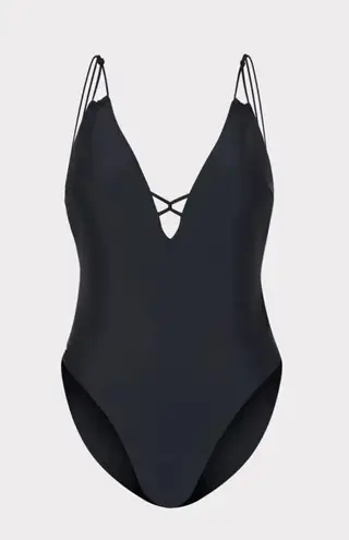 Milly CABANA Solid Carvico Vita Deep V One Piece Black. MSRP $295. Size M