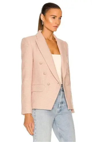 L'Agence L’AGENCE Kenzie Double Breasted Blazer Jacket Petal Blush Pink Boucle