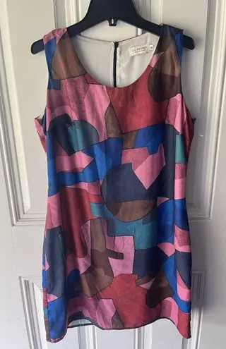Molly Bracken Lili Sidonio Cubism Art Deco Colorful Shift Dress Size Medium