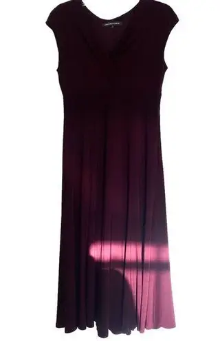 Jones Wear  Maroon Short Sleeve Midi V Neck Formal Dress Size 8