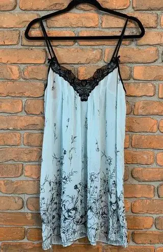 Apt. 9  Floral Chemise Lace Y2K Pastel Sheer Mini Dress Lingerie Blue Size Small