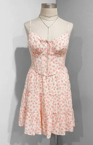 Tinseltown Women's Multicolor Floral Printed Corset Tiered Mini Dress Size S