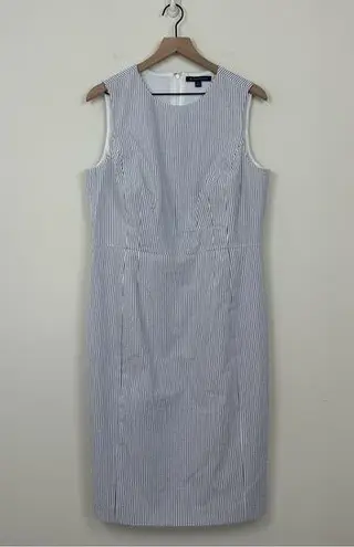 Brooks Brothers Blue & White Seersucker Sheath Dress, 14
