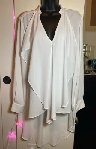 Peter Nygard Peter Nygård White High-Lo Flowy Blouse 12