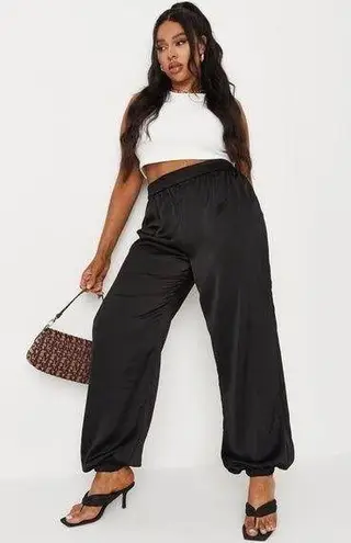 Missguided NWT  High Waisted Satin Joggers Track Pants Athleisure Plus 22 2X