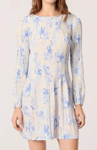 Maje Long Sleeve Dress in Blue and Cream Size 40 (US 12)