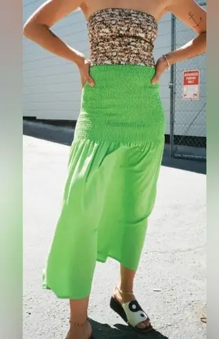 Paloma Wool Smocked Montoro Strapless Dress / Skirt Green Women’s Small S 4