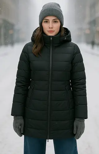 WHITESKY Women's Down Jacket XXS – Waterproof, 650+ Fill, Removable Hood Black