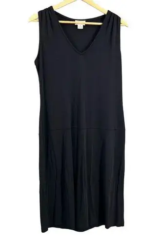 Brooks Brothers Dress Black V-Neck Sleeveless Rayon Knee Length Office Size 14