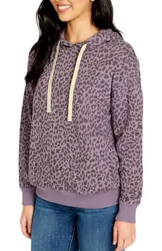 Buffalo David Bitton Light Purple Lilac Leopard Print Hooded Sweatshirt