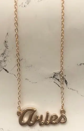 Aries Horoscope Letter Pendant Necklace Gold
