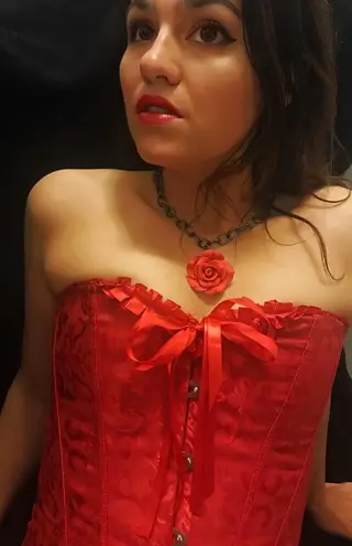 Red Rose Gun Metal Gothic Necklace New