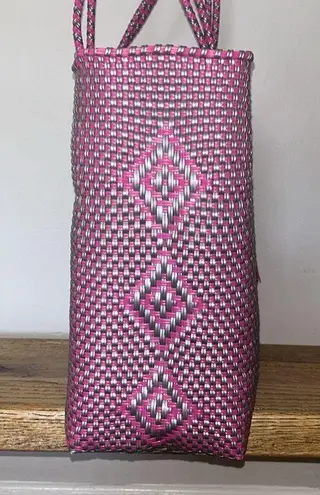 Waterproof Beach tote basket magenta and silver Purple