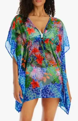 Bleu Rod Beattie ππ Chiffon Cover-Up Caftan ~ Tropical Flight Print Small S NWT