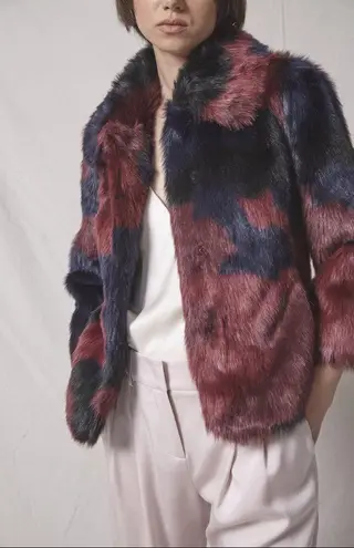 ABS Allen Schwartz Allen Schwartz Fur Jacket, Burgundy, Black, Navy Size L New w/Tag $430