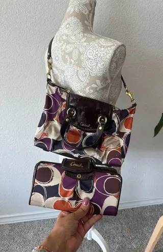 Coach  Ashley Scarf Print Shoulder Bag and Matching Wallet 