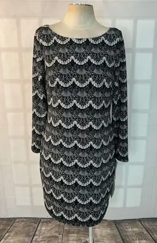 Jessica Howard NWT 3/4 sleeve black and white print sheath dress size 14p